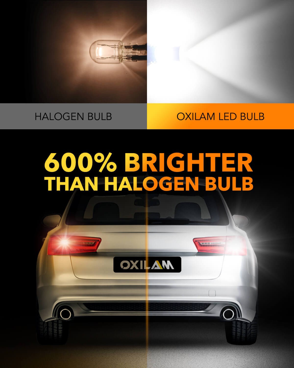 Oxilam 2022 Upgraded 7440 7443 LED Bulbs White for Reverse Lights, 4000LM 600% Brighter, OXILAM 7441 7444 T20 W21W LED Lamps Replacement for Backup Tail Brake Turn Signal Parking Lights and DRL (Pack of 2)
