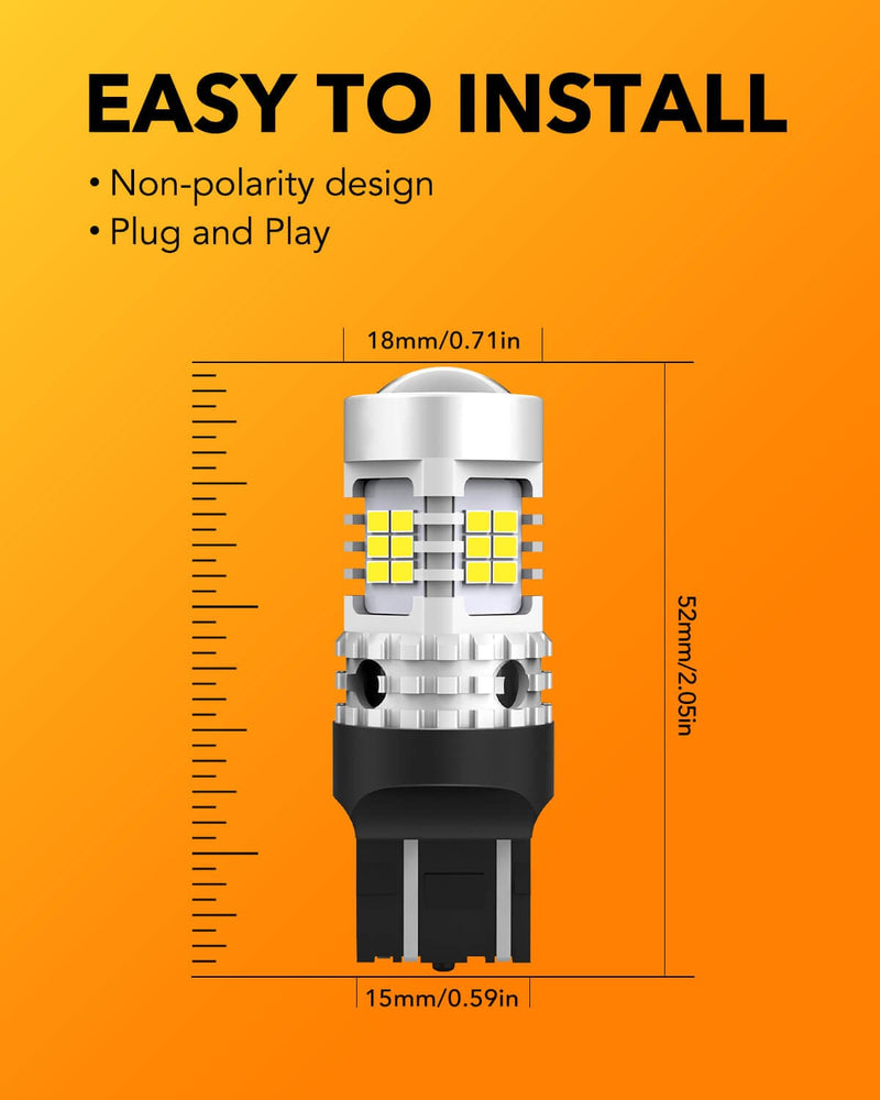 Oxilam 2022 Upgraded 7440 7443 LED Bulbs White for Reverse Lights, 4000LM 600% Brighter, OXILAM 7441 7444 T20 W21W LED Lamps Replacement for Backup Tail Brake Turn Signal Parking Lights and DRL (Pack of 2)