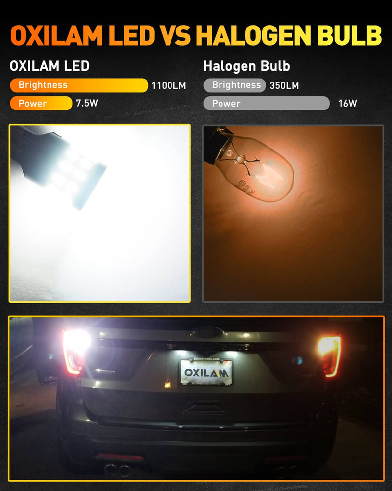 Oxilam Motor Vehicle Lighting 2022 Upgraded 912 921 LED Bulb Reverse Lights, OXILAM Backup Light Bulbs for Car, 300% Higher Brightness 6000K White, Mini Size Non-polarity Canbus Error Free T15 906 W16W Bulb