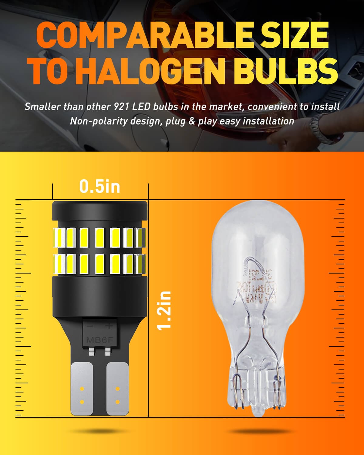 Oxilam Motor Vehicle Lighting 2022 Upgraded 912 921 LED Bulb Reverse Lights, OXILAM Backup Light Bulbs for Car, 300% Higher Brightness 6000K White, Mini Size Non-polarity Canbus Error Free T15 906 W16W Bulb