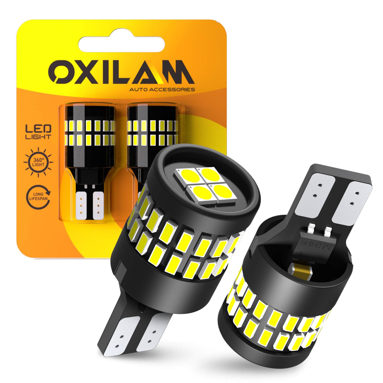 Oxilam Motor Vehicle Lighting 2022 Upgraded 912 921 LED Bulb Reverse Lights, OXILAM Backup Light Bulbs for Car, 300% Higher Brightness 6000K White, Mini Size Non-polarity Canbus Error Free T15 906 W16W Bulb