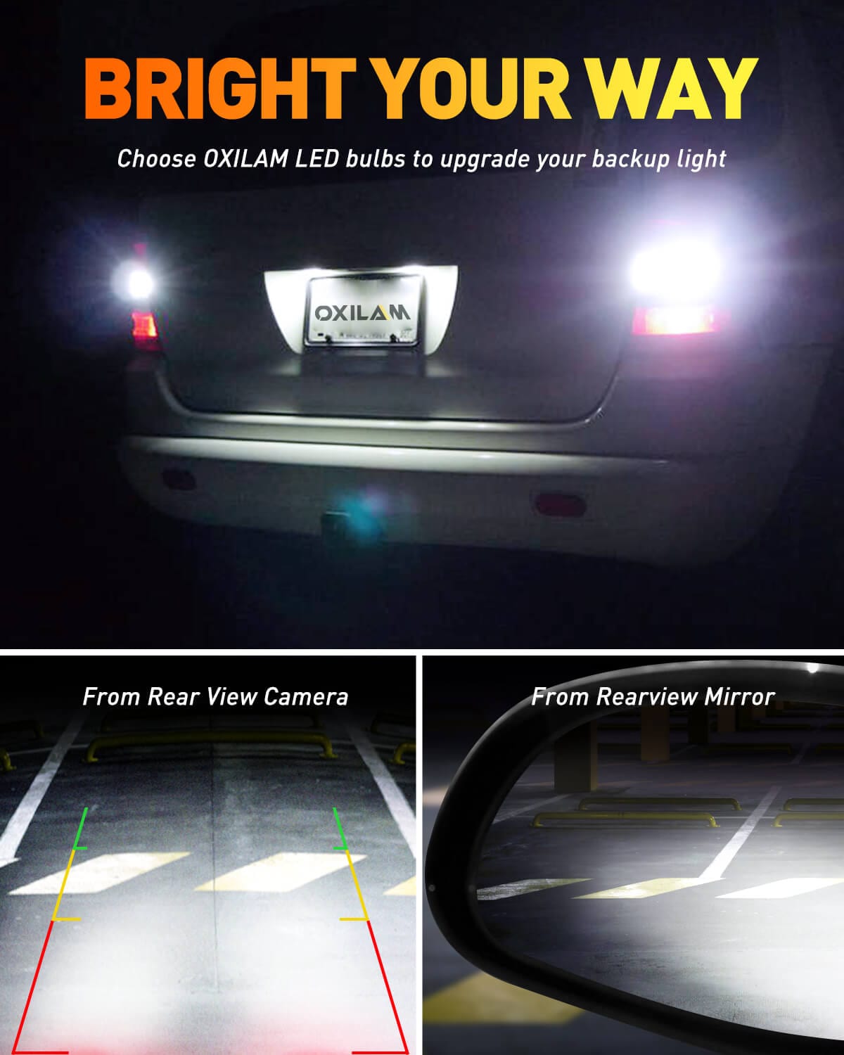 Oxilam Motor Vehicle Lighting 2022 Upgraded 912 921 LED Bulb Reverse Lights, OXILAM Backup Light Bulbs for Car, 300% Higher Brightness 6000K White, Mini Size Non-polarity Canbus Error Free T15 906 W16W Bulb