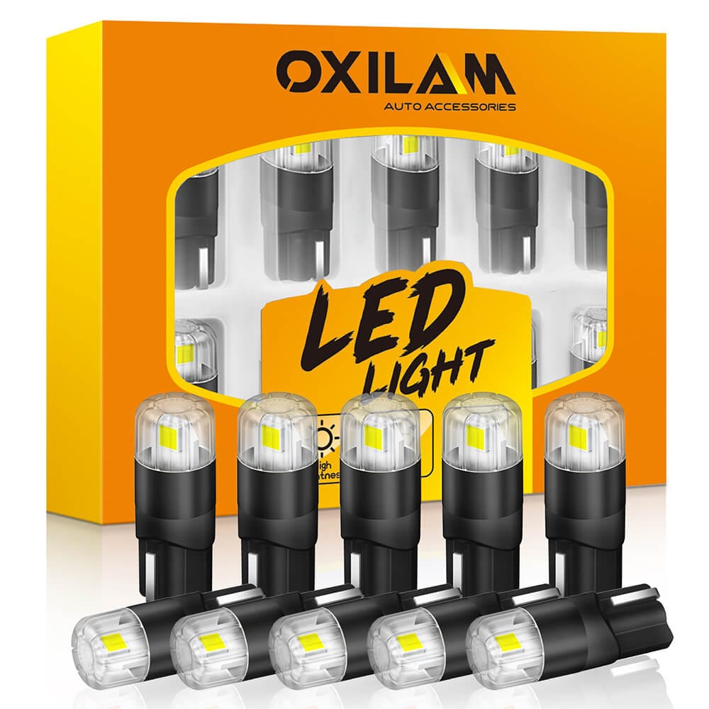 Oxilam Motor Vehicle Lighting OXILAM 194 LED Bulbs 6000K White 168 2825 W5W T10 Interior Car Light Bulbs Replacement for Dome Map Door Courtesy Step License Plate Tag Lights, 10PCS