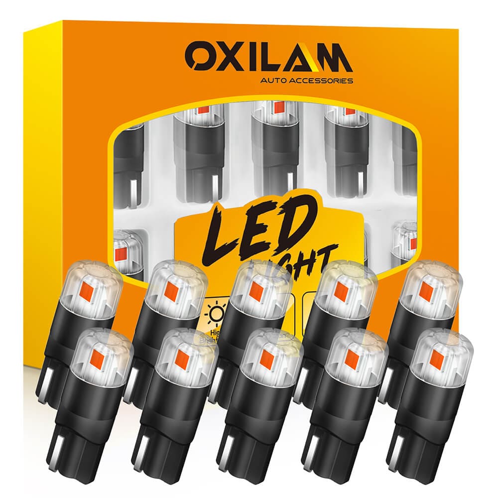 Oxilam Motor Vehicle Lighting OXILAM 194 LED Bulbs Red Super Bright 168 2825 W5W T10 Interior Car Light Bulbs Replacement for Dome Map Door Courtesy Step License Plate Tag Lights, 10PCS