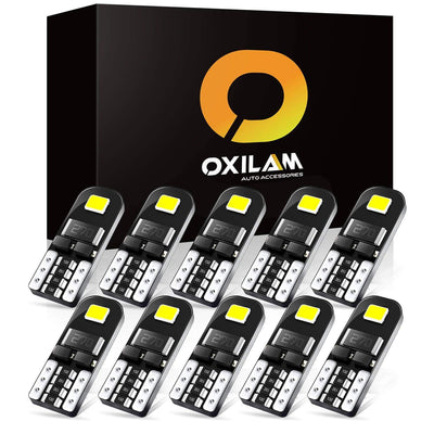 OXILAM 194 LED Bulbs Super Bright 6000K White with High Power Chipsets for T10 W5W 168 2825 LED Bulbs Replacement, Widely Used as Parking Lights Door Lights License Plate Lights (10 PCS)