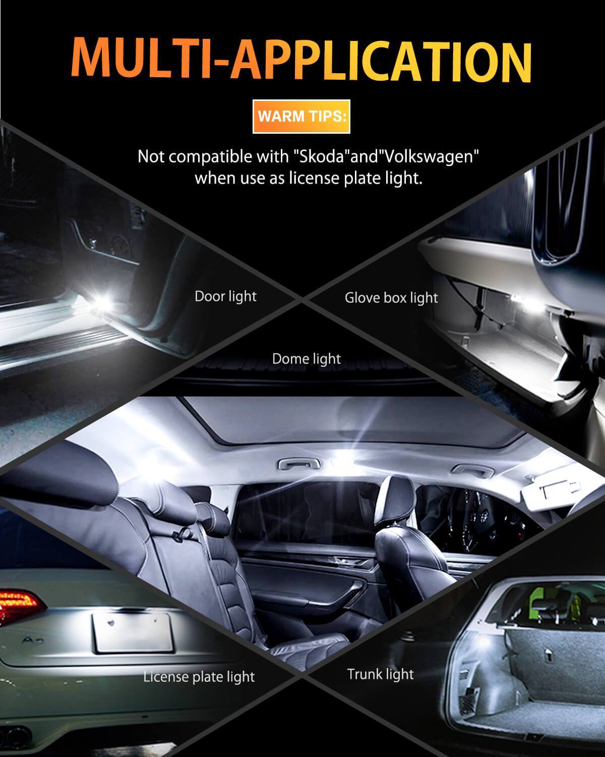 OXILAM White T10 194 W5W 168 2825 LED Bulbs Widely Used as Parking Lights Door Lights License Plate Lights (10 PCS)