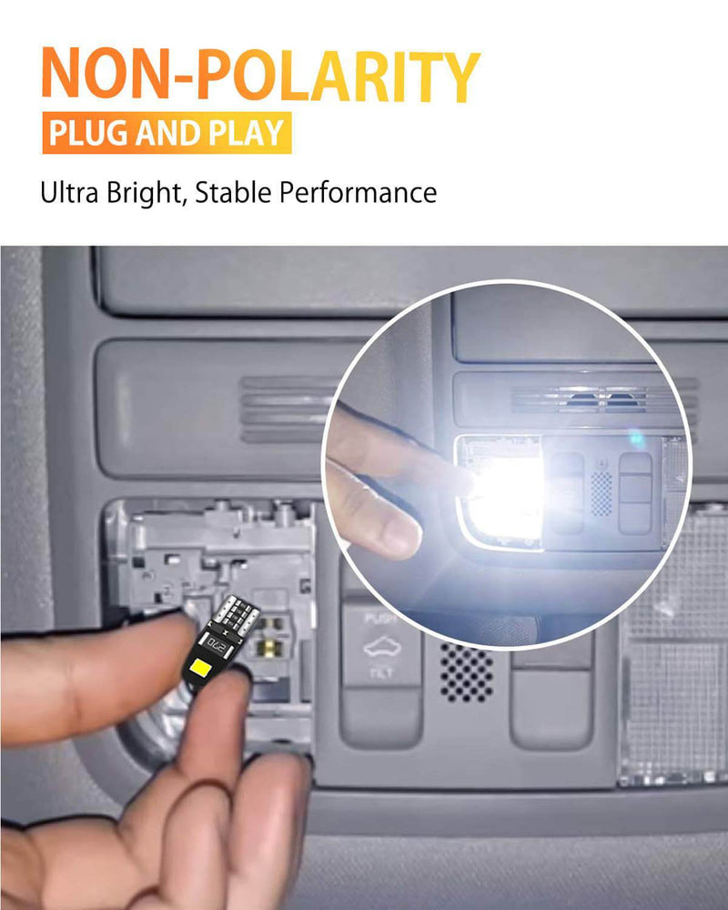 OXILAM White T10 194 W5W 168 2825 LED Bulbs Widely Used as Parking Lights Door Lights License Plate Lights (10 PCS)