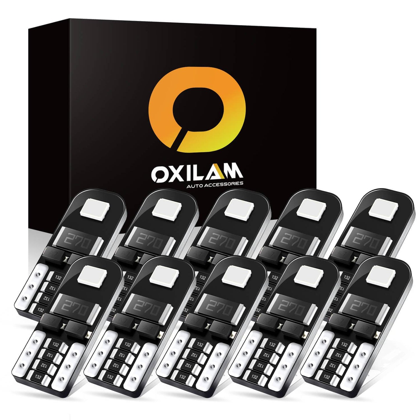 Oxilam OXILAM 194 LED Bulbs Super Bright Instrument Panel Dashboard T10 W5W 168 2825 LED Bulbs for Car Dome Map Door Courtesy License Plate Lights, Interior Lights, 10pcs