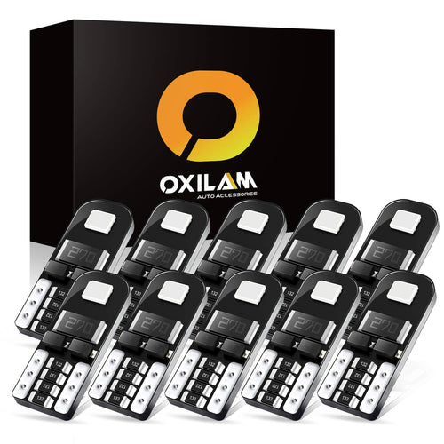 Oxilam OXILAM 194 LED Bulbs Super Bright Instrument Panel Dashboard T10 W5W 168 2825 LED Bulbs for Car Dome Map Door Courtesy License Plate Lights, Interior Lights, 10pcs