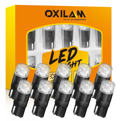 Oxilam Motor Vehicle Lighting OXILAM 194 LED Bulbs Ultra Blue 168 2825 W5W T10 Super Bright Interior Car Light Bulbs Replacement for Dome Map Door Courtesy Step License Plate Tag Lights, Pack of 10