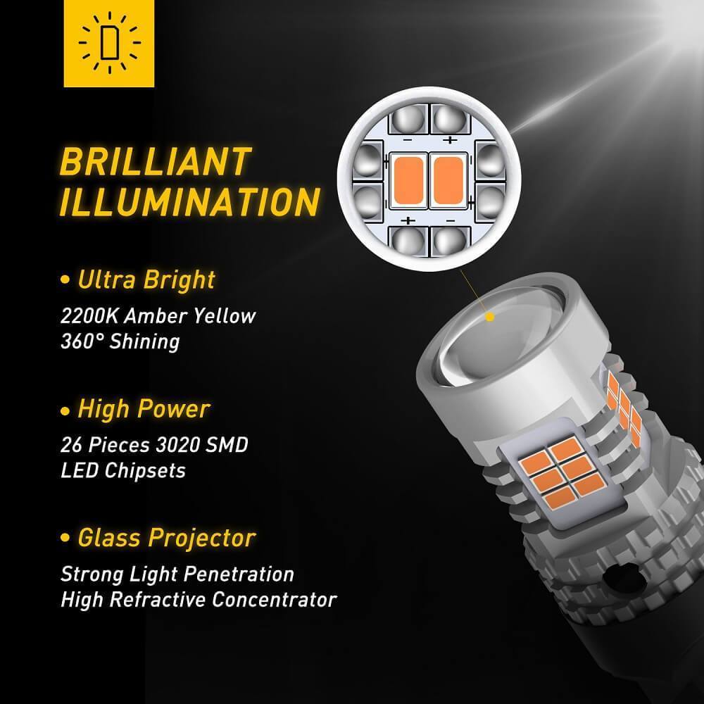 OXILAM 7440 LED Bulbs Amber Yellow 2800LM for Turn Signal Lights with -  Oxilam