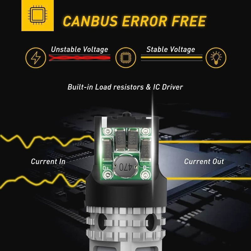 Oxilam OXILAM 7440 LED Bulbs Amber Yellow 2800LM for Turn Signal Lights with Build-in Load Resistor CANBUS Error Free T20 7440NA 7441 W21W WY21W Blinker Bulb Replacement (2PCS)