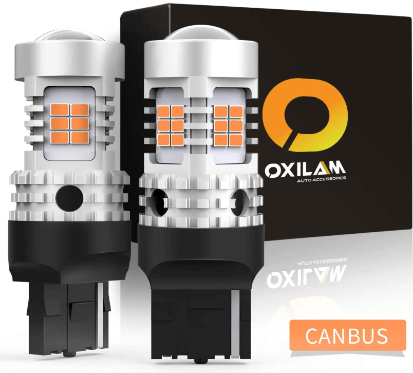 Oxilam OXILAM 7440 LED Bulbs Amber Yellow 2800LM for Turn Signal Lights with Build-in Load Resistor CANBUS Error Free T20 7440NA 7441 W21W WY21W Blinker Bulb Replacement (2PCS)