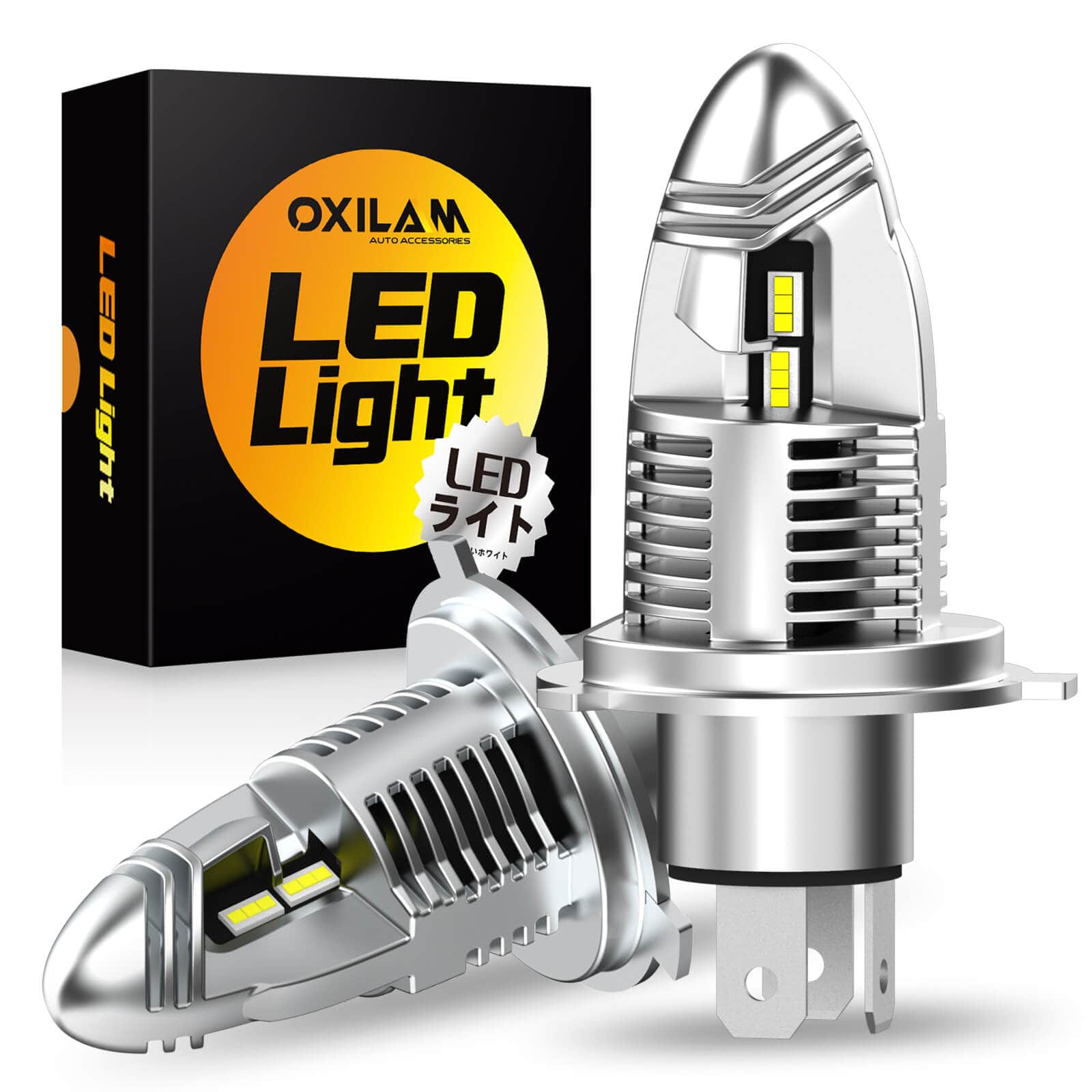 Oxilam Motor Vehicle Lighting OXILAM H4 9003 LED Headlight Bulbs, Mini Size 6000K White Super Bright Hi/Lo Beam Plug and Play