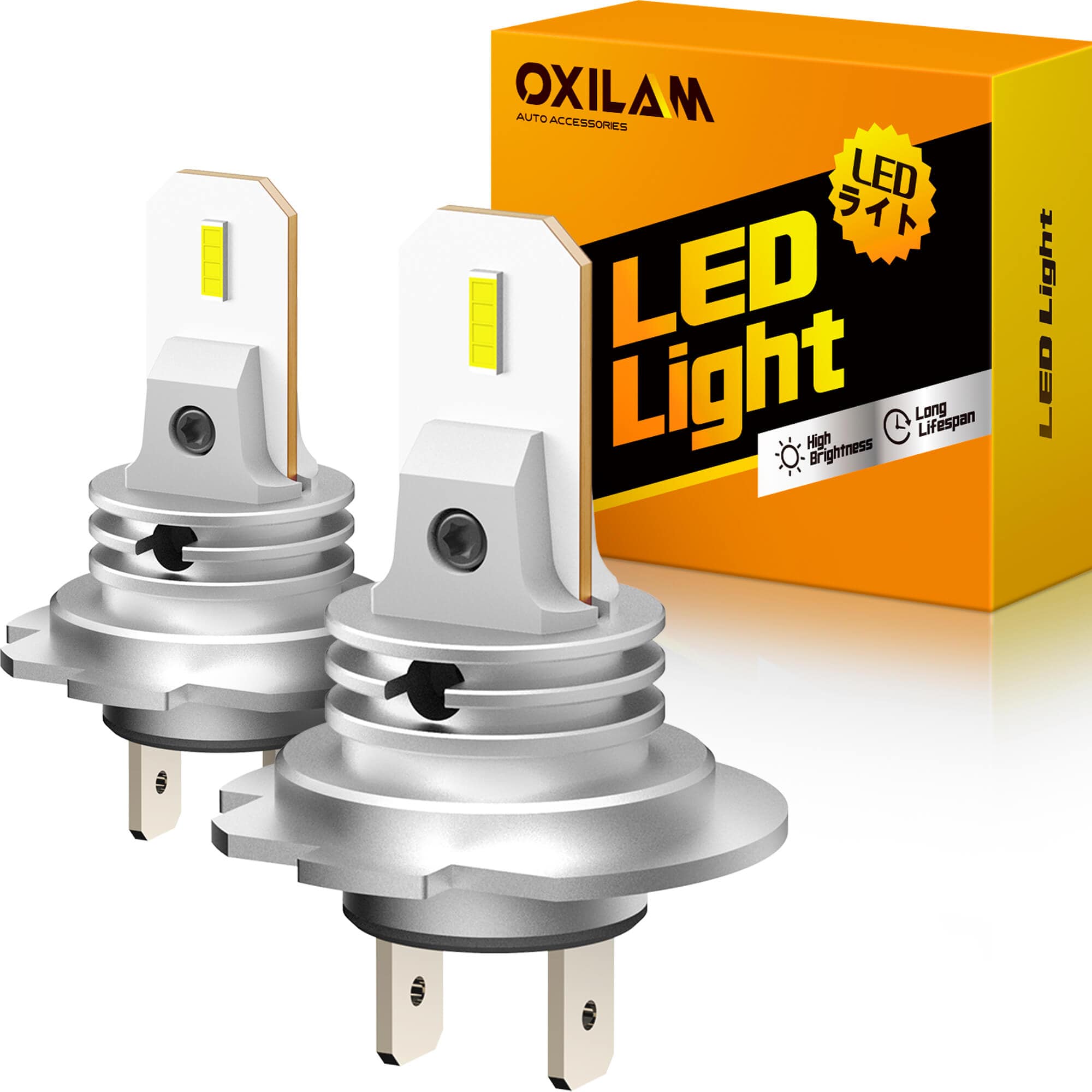 Oxilam Motor Vehicle Lighting OXILAM H7 LED Headlight Bulbs, CSP LED Chips 6500K Cool White, 1:1 Mini Size No Adapter Required