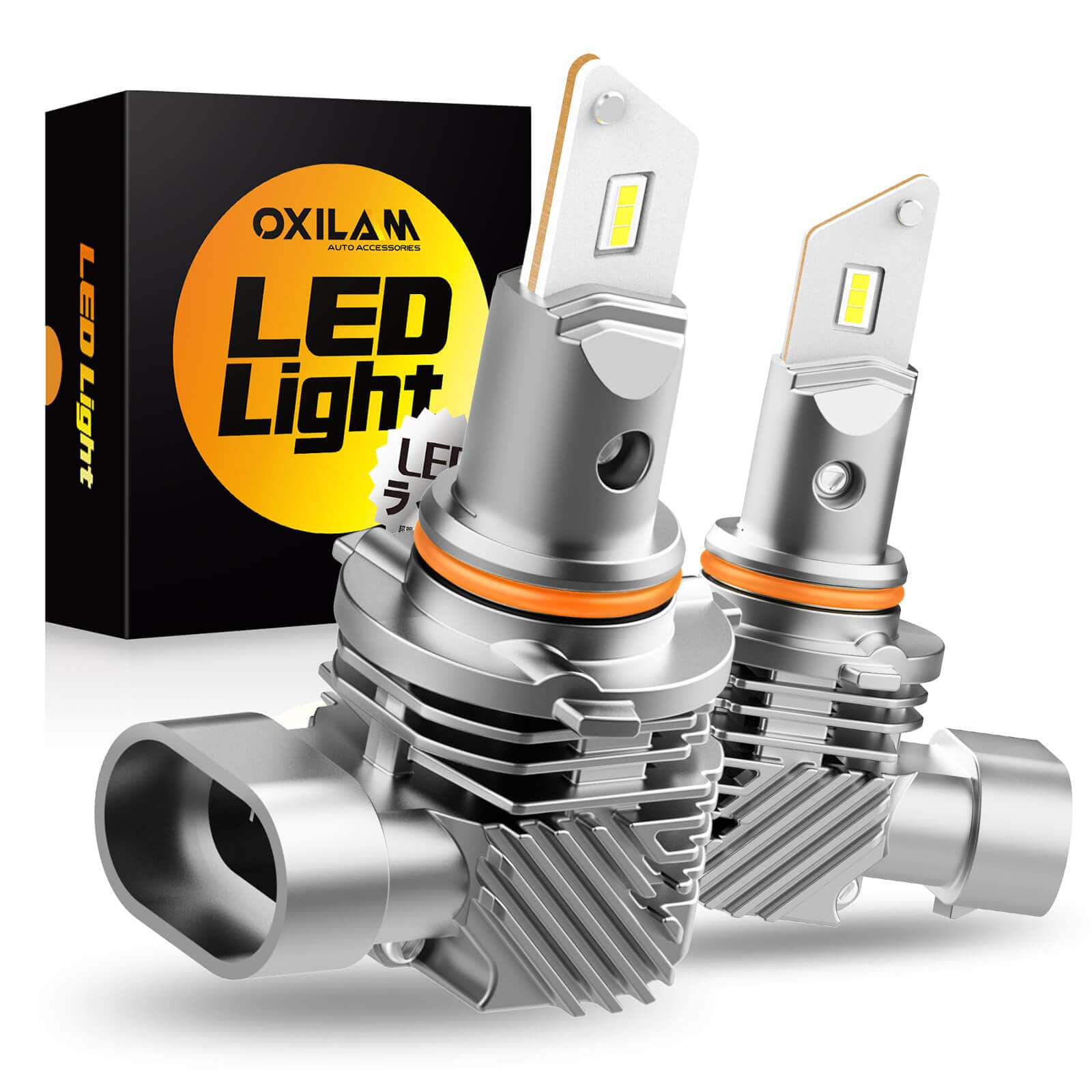 Oxilam Motor Vehicle Lighting OXILAM Mini Size 9005/HB3 LED BuIbs, Wireless 6000K White Super Bright CSP Chips LED Conversion Kit, Fanless Replacement BuIb, Pack of 2