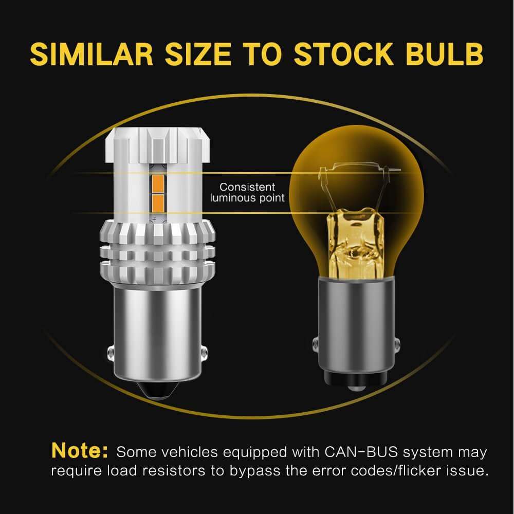 OXILAM Turn Signal Light 1156 LED Bulbs Amber Yellow 2200K Extremely Bright BA15S 1141 1003 7506 LED Bulbs with High Power 12pcs 3020SMD Chipsets, 2 Pack